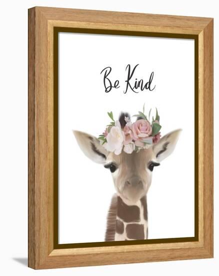 Floral Giraffe Be Kind-Leah Straatsma-Framed Stretched Canvas