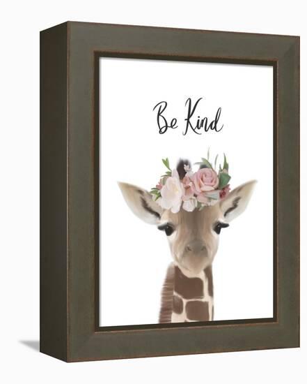 Floral Giraffe Be Kind-Leah Straatsma-Framed Stretched Canvas