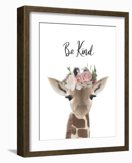 Floral Giraffe Be Kind-Leah Straatsma-Framed Art Print