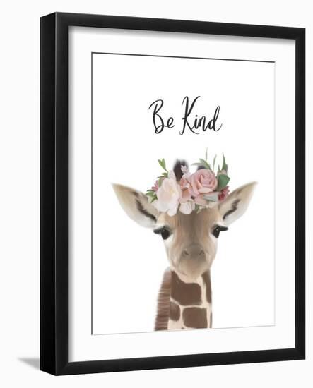 Floral Giraffe Be Kind-Leah Straatsma-Framed Art Print