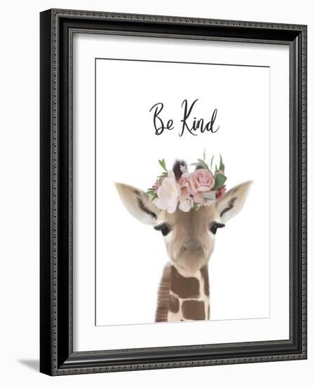 Floral Giraffe Be Kind-Leah Straatsma-Framed Art Print