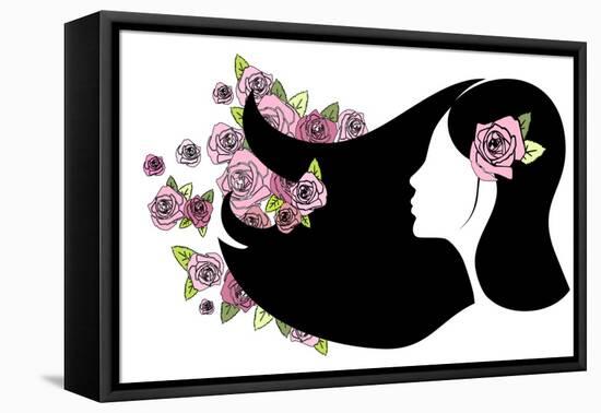 Floral Girl Silhouette-Alisa Foytik-Framed Stretched Canvas