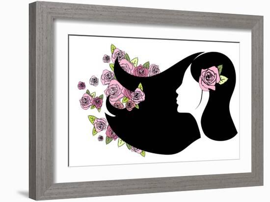 Floral Girl Silhouette-Alisa Foytik-Framed Art Print