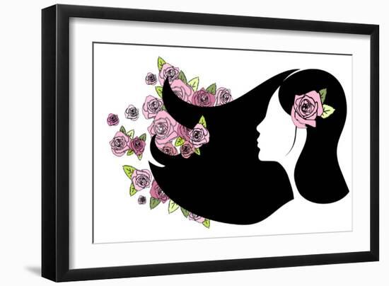 Floral Girl Silhouette-Alisa Foytik-Framed Art Print