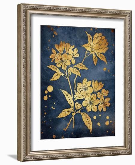 Floral Golden Blues-Jace Grey-Framed Art Print