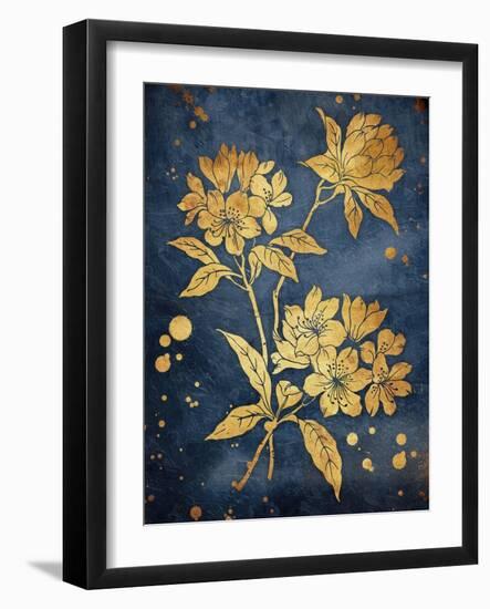 Floral Golden Blues-Jace Grey-Framed Art Print