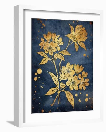 Floral Golden Blues-Jace Grey-Framed Art Print