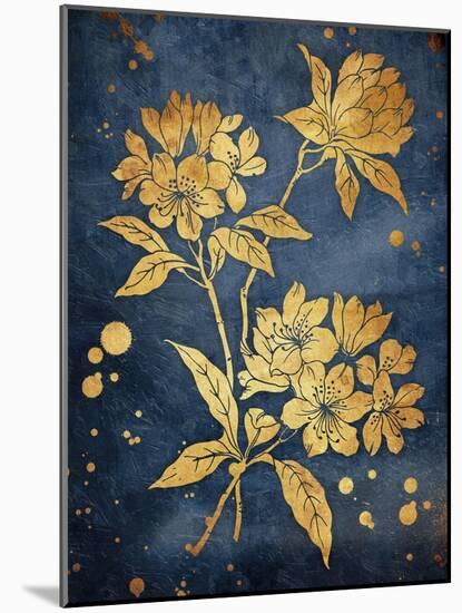 Floral Golden Blues-Jace Grey-Mounted Art Print