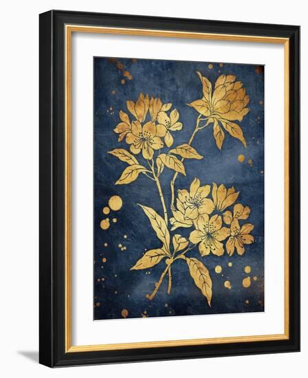 Floral Golden Blues-Jace Grey-Framed Art Print