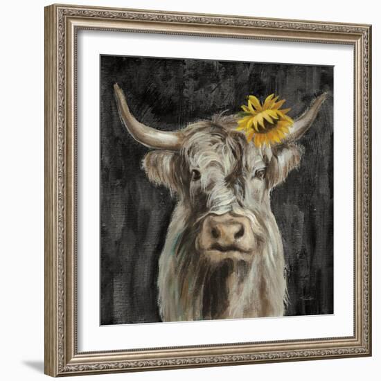 Floral Highland Cow-Silvia Vassileva-Framed Art Print