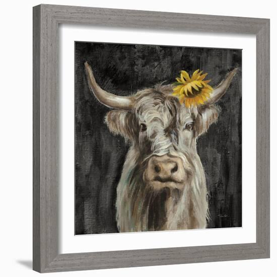 Floral Highland Cow-Silvia Vassileva-Framed Art Print