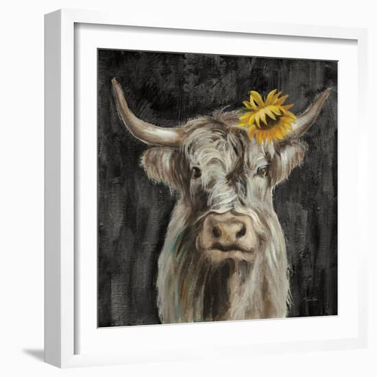 Floral Highland Cow-Silvia Vassileva-Framed Art Print