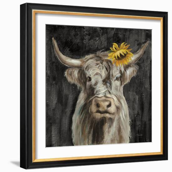 Floral Highland Cow-Silvia Vassileva-Framed Art Print