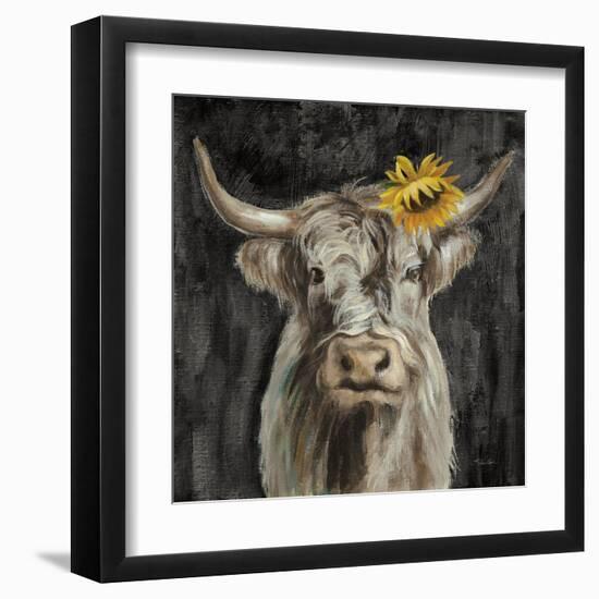 Floral Highland Cow-Silvia Vassileva-Framed Art Print