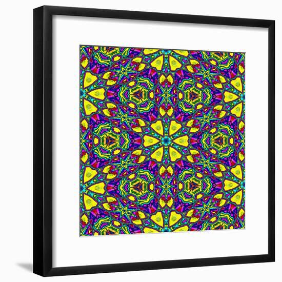 Floral Kaleidoscope Pattern-PandaWild-Framed Premium Giclee Print