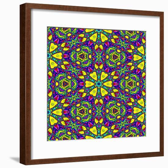 Floral Kaleidoscope Pattern-PandaWild-Framed Premium Giclee Print