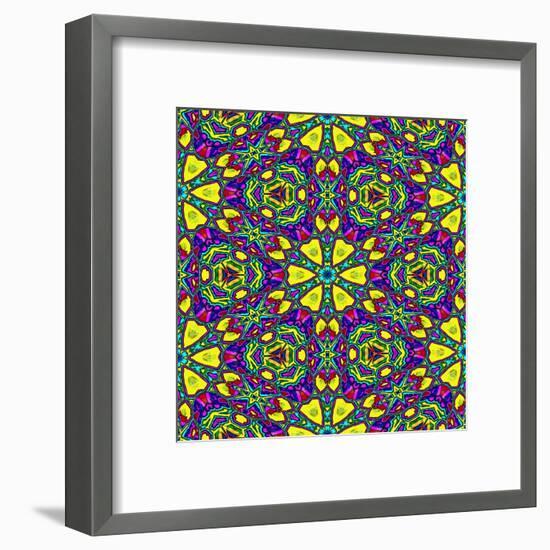 Floral Kaleidoscope Pattern-PandaWild-Framed Art Print