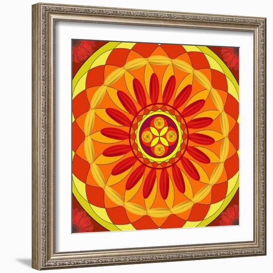 Floral Mandala Drawing Sacred Circle-AGCuesta-Framed Art Print