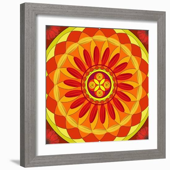 Floral Mandala Drawing Sacred Circle-AGCuesta-Framed Art Print