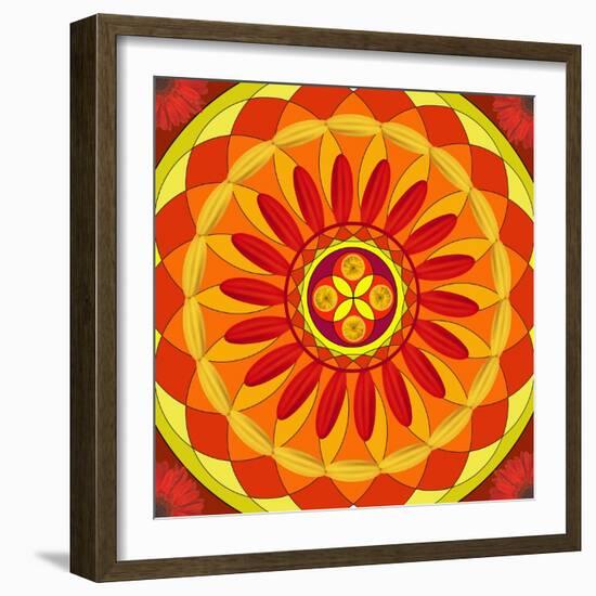 Floral Mandala Drawing Sacred Circle-AGCuesta-Framed Art Print