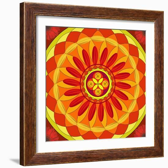 Floral Mandala Drawing Sacred Circle-AGCuesta-Framed Art Print