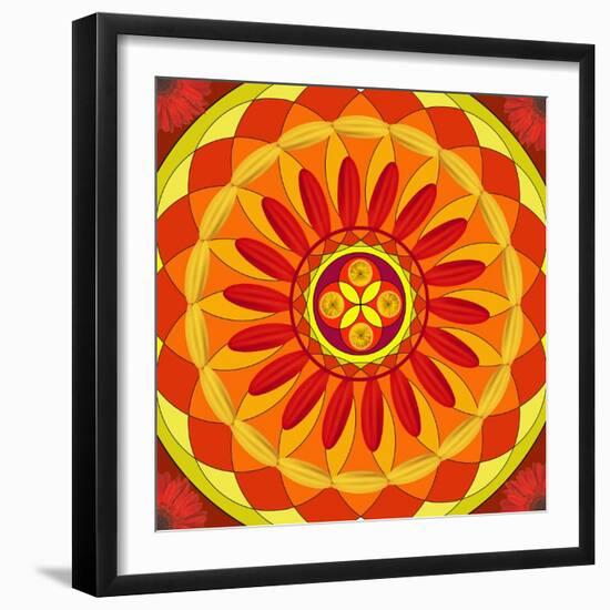 Floral Mandala Drawing Sacred Circle-AGCuesta-Framed Art Print