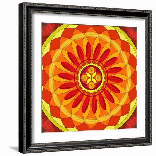 Floral Mandala Drawing Sacred Circle-AGCuesta-Framed Art Print