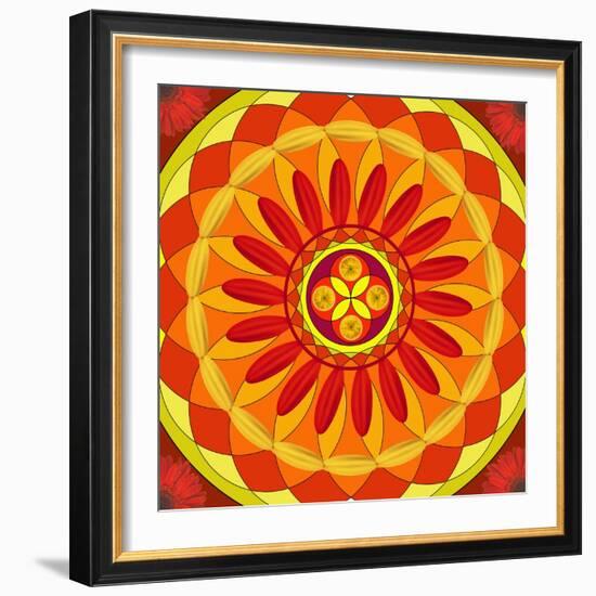 Floral Mandala Drawing Sacred Circle-AGCuesta-Framed Art Print