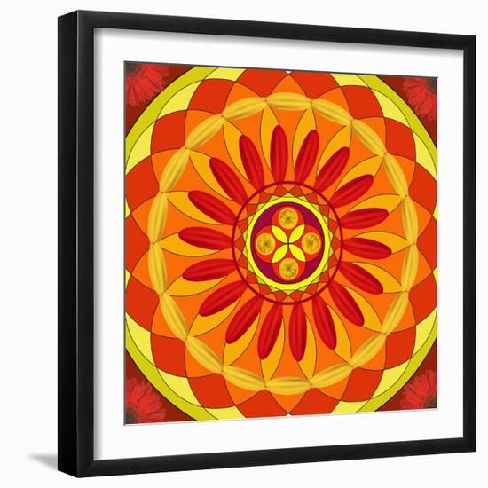 Floral Mandala Drawing Sacred Circle-AGCuesta-Framed Premium Giclee Print