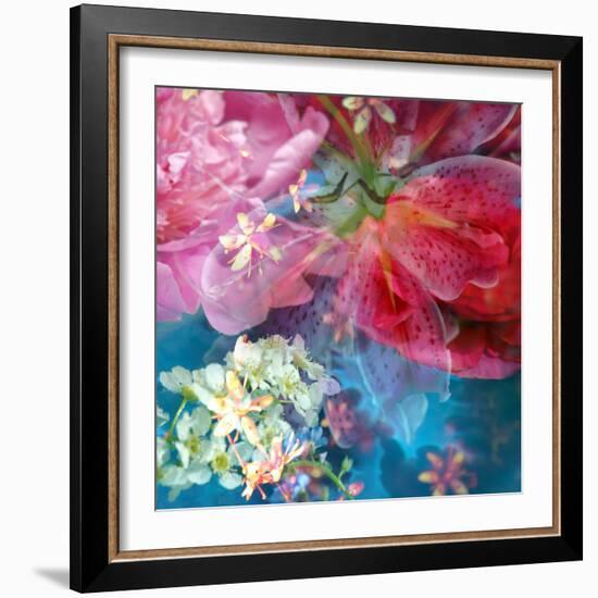 Floral Montage, Photographic Layer Work from Blossoms in Blue Water-Alaya Gadeh-Framed Photographic Print