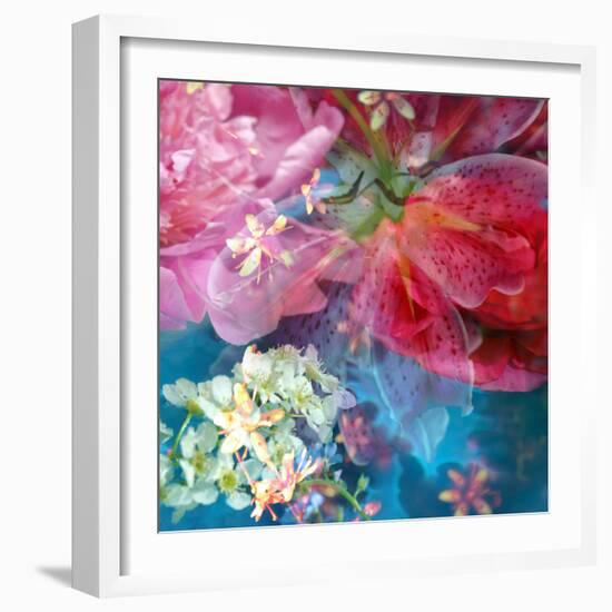 Floral Montage, Photographic Layer Work from Blossoms in Blue Water-Alaya Gadeh-Framed Photographic Print