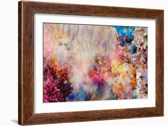 Floral Painting on Grunge Paper Texture-run4it-Framed Art Print