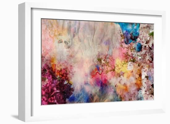 Floral Painting on Grunge Paper Texture-run4it-Framed Art Print