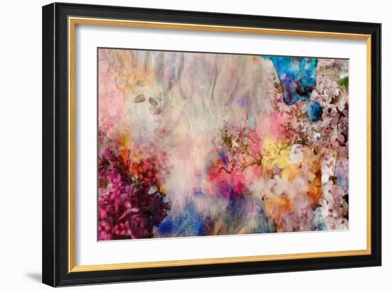 Floral Painting on Grunge Paper Texture-run4it-Framed Art Print