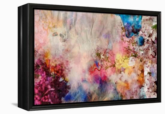 Floral Painting on Grunge Paper Texture-run4it-Framed Stretched Canvas