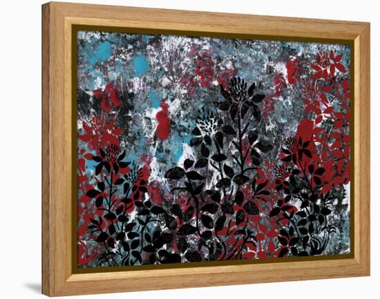 Floral Pattern Blues Reds Black-Bee Sturgis-Framed Stretched Canvas