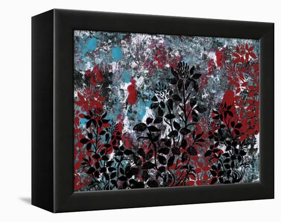 Floral Pattern Blues Reds Black-Bee Sturgis-Framed Stretched Canvas