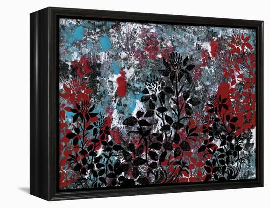 Floral Pattern Blues Reds Black-Bee Sturgis-Framed Stretched Canvas