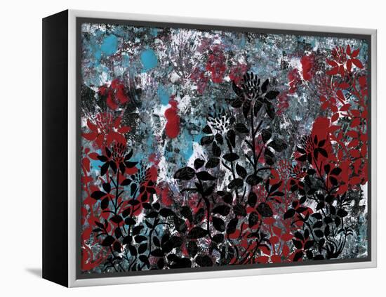 Floral Pattern Blues Reds Black-Bee Sturgis-Framed Stretched Canvas