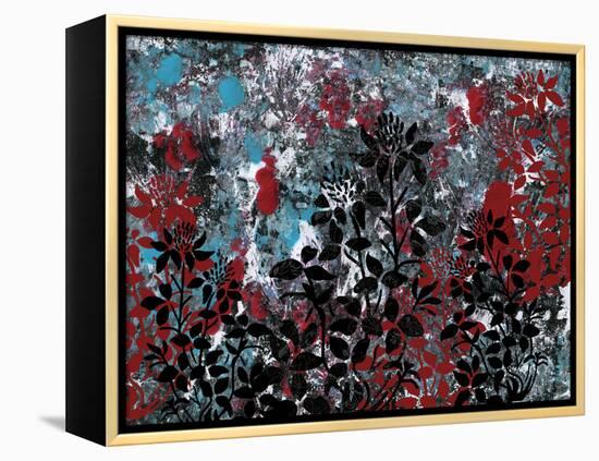 Floral Pattern Blues Reds Black-Bee Sturgis-Framed Stretched Canvas