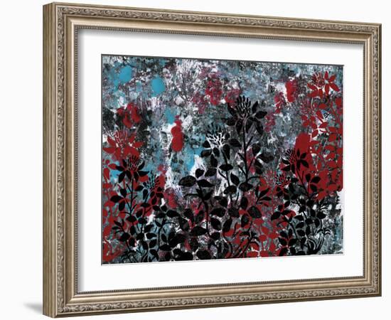 Floral Pattern Blues Reds Black-Bee Sturgis-Framed Art Print