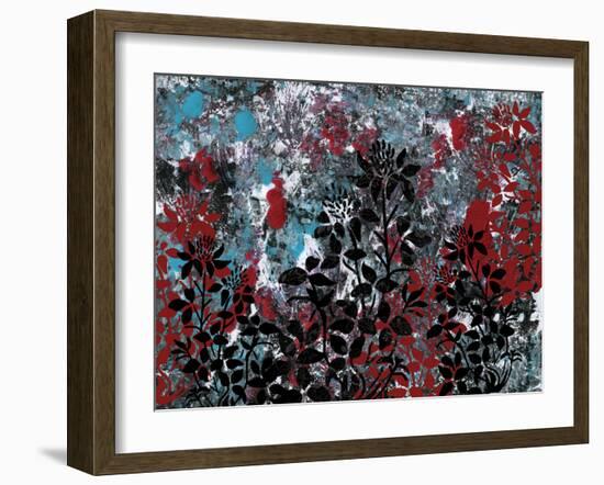 Floral Pattern Blues Reds Black-Bee Sturgis-Framed Art Print