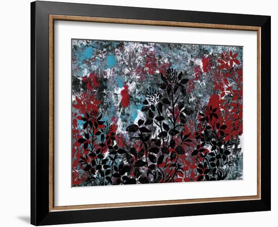 Floral Pattern Blues Reds Black-Bee Sturgis-Framed Art Print