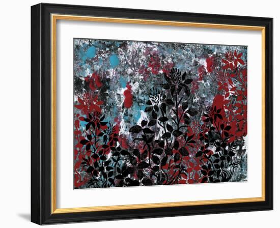 Floral Pattern Blues Reds Black-Bee Sturgis-Framed Art Print