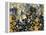 Floral Pattern Blues Yellows Black-Bee Sturgis-Framed Stretched Canvas