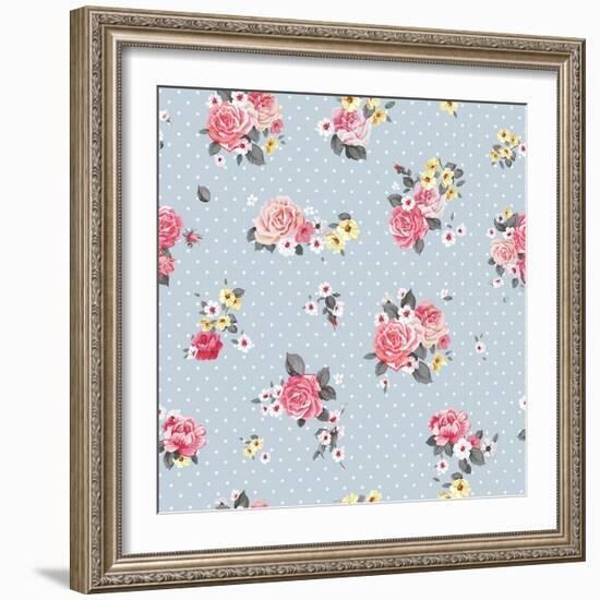 Floral Pattern with Blooming Flowers-Aleksey Vl B.-Framed Art Print