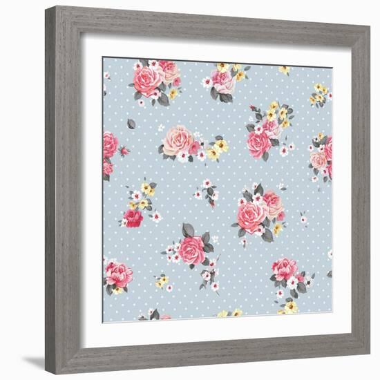 Floral Pattern with Blooming Flowers-Aleksey Vl B.-Framed Art Print