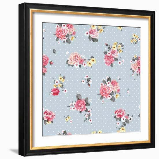 Floral Pattern with Blooming Flowers-Aleksey Vl B.-Framed Art Print