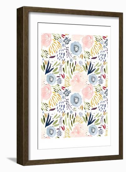 Floral Pink Blue-Leah Straatsma-Framed Art Print