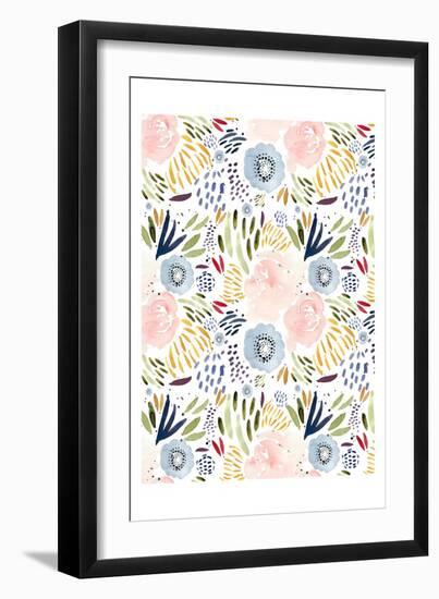 Floral Pink Blue-Leah Straatsma-Framed Art Print